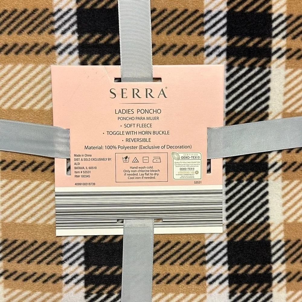 NWT SERRA LADIES PONCHO’S (2pack) Burgundy-soft & Plaid-fleece